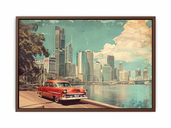 Brisbane City Vintage Art Painting