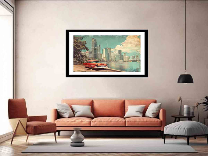 Brisbane City Vintage Art Print