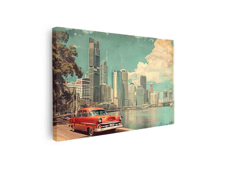 Brisbane City Vintage Art canvas Print