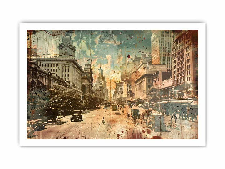 Brisbane City Vintage Print framed Print