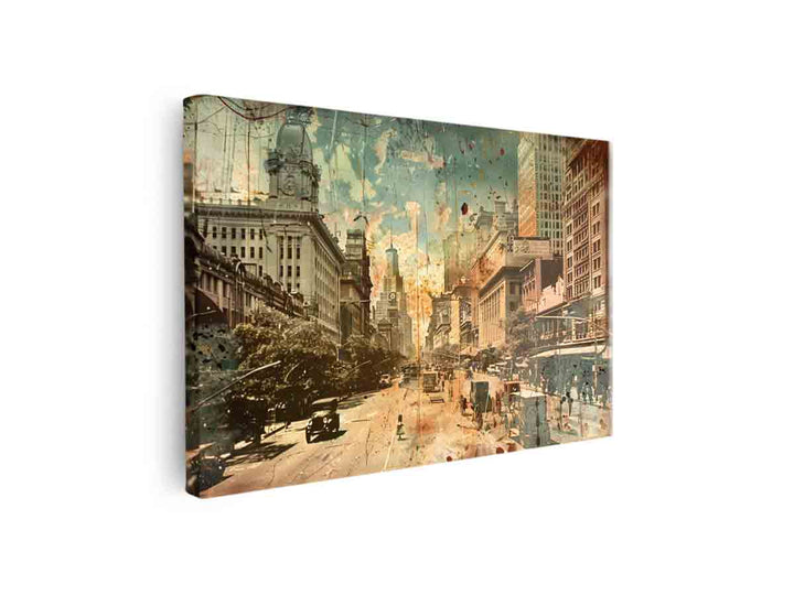 Brisbane City Vintage Print canvas Print