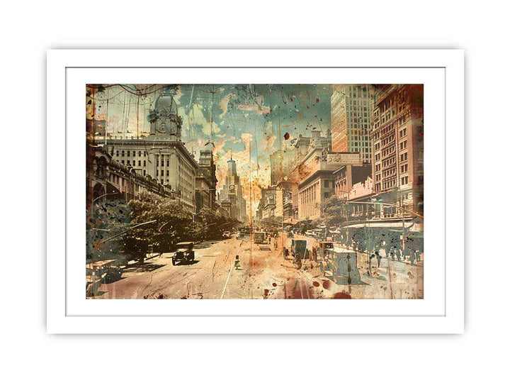 Brisbane City Vintage Print framed Print