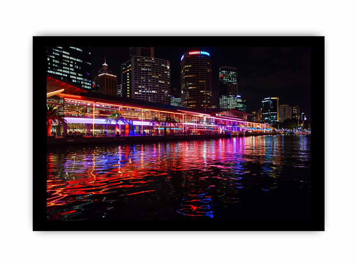 Darling Harbour Sydney Night Art framed Print