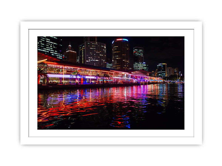 Darling Harbour Sydney Night Art framed Print