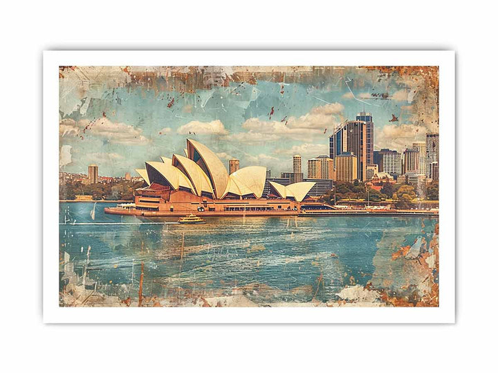 Sydney City Vintage Art framed Print