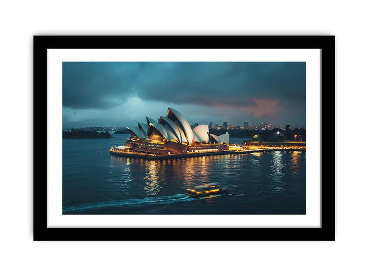 Opera House Black and  white Art framed Print