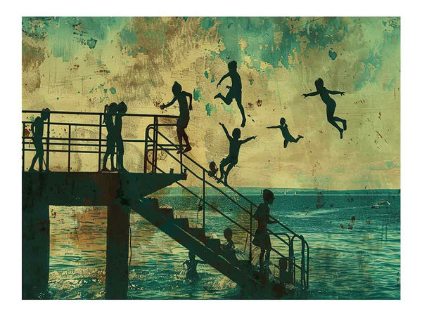 Kids Dive Painting Art Print