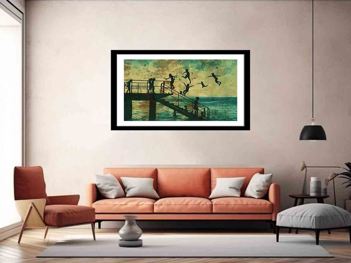 Kids Dive Painting Art Print