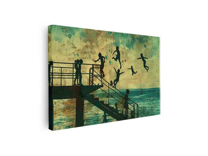 Kids Dive Painting canvas Print