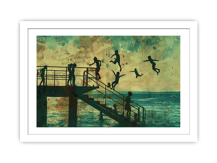 Kids Dive Painting framed Print