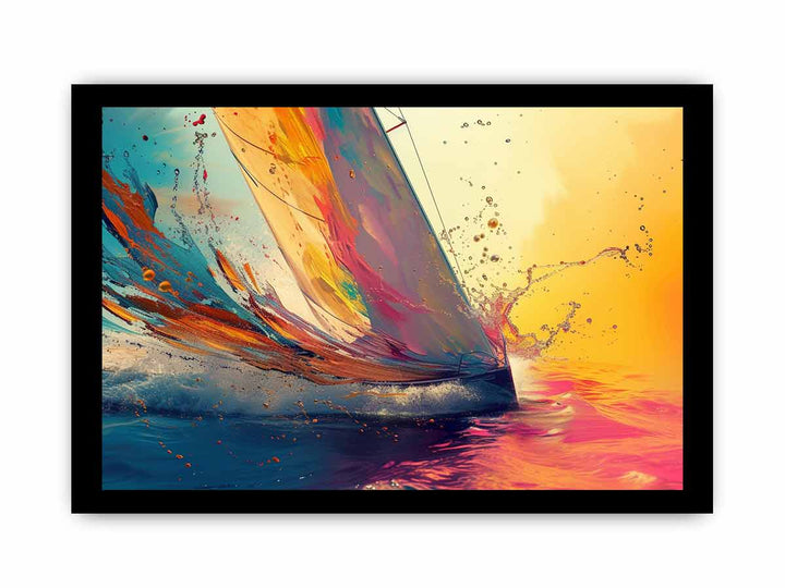 Sailboat Splash Art framed Print