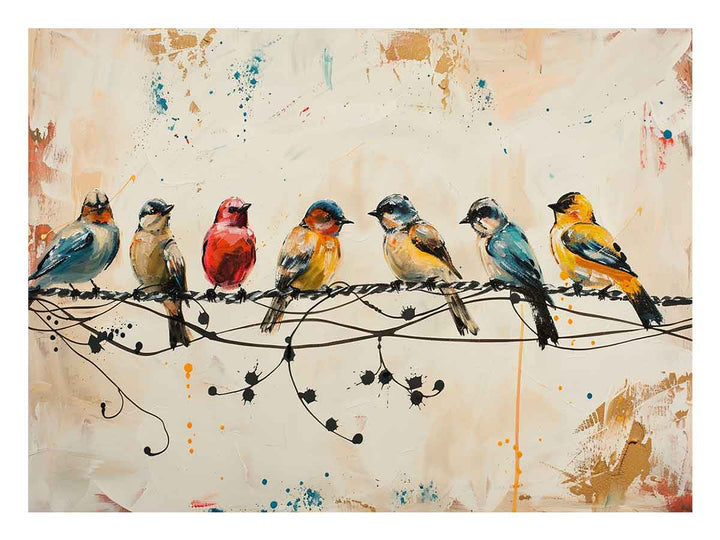 Birds  on wire Art Print