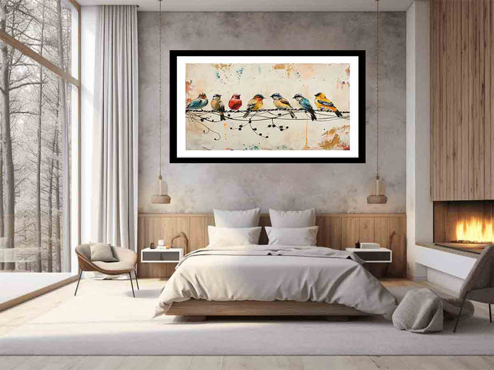 Birds  on wire Art Print