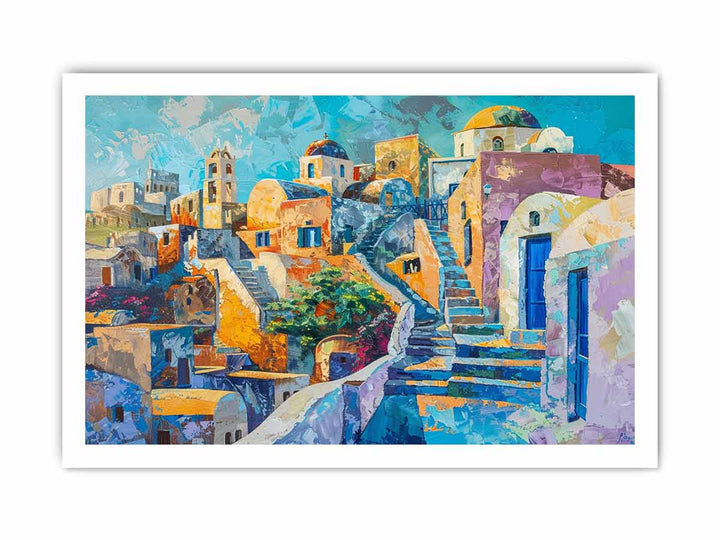 Santorini Painting framed Print