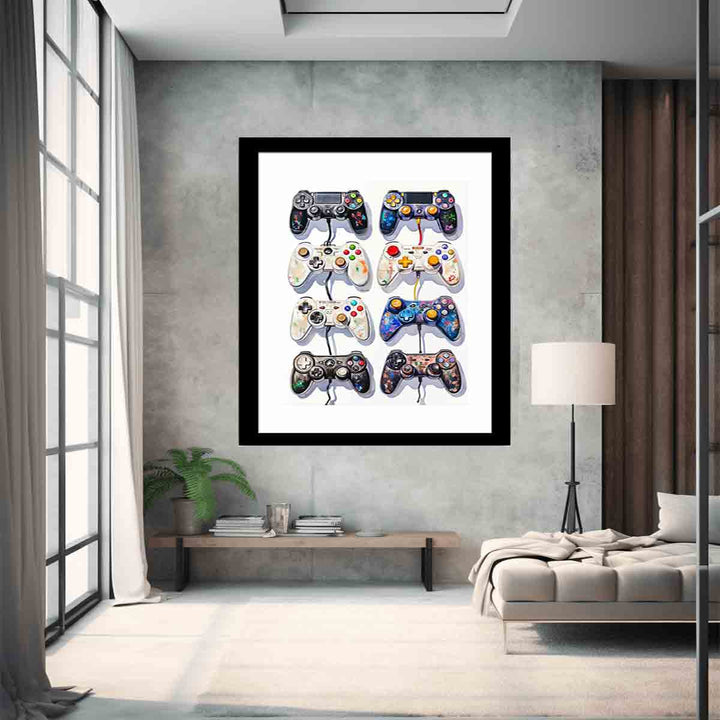 Video Game Controller Evolution Art Print