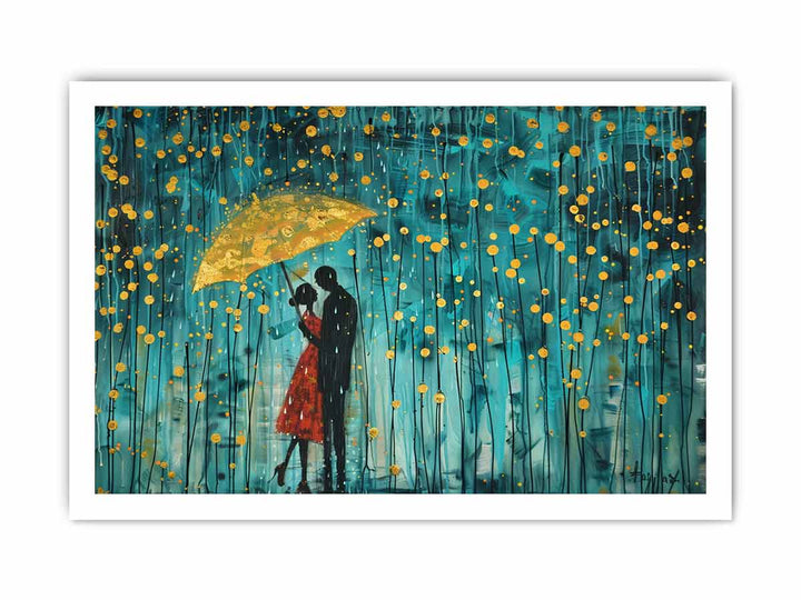 Love in Rain Art framed Print