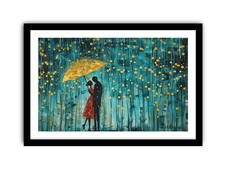 Love in Rain Art framed Print