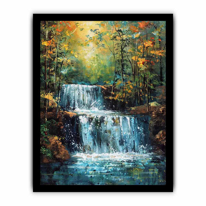 Waterfall  Art Painting framed Print