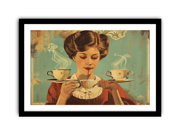 vintage coffee Art 3 framed Print