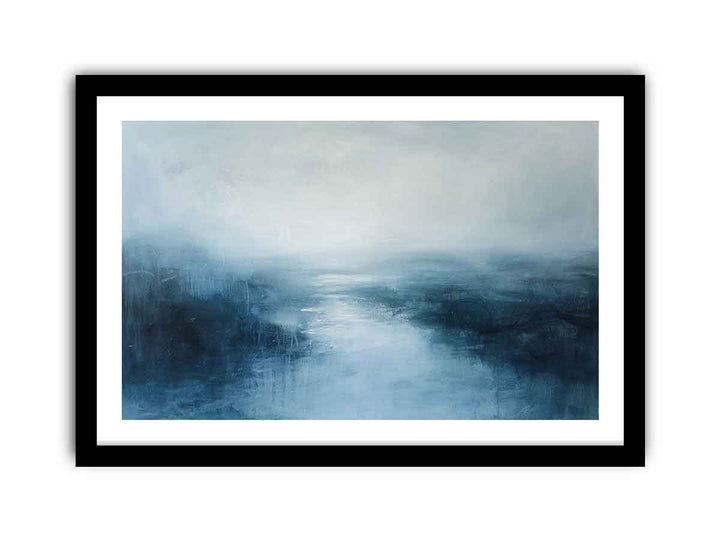 Blue  Abstract river framed Print