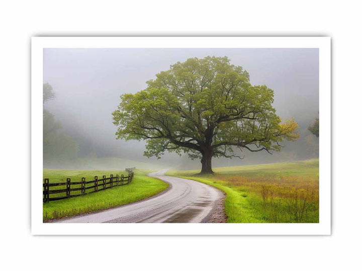 Foggy Road Art framed Print