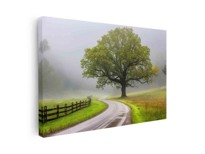 Foggy Road Art canvas Print