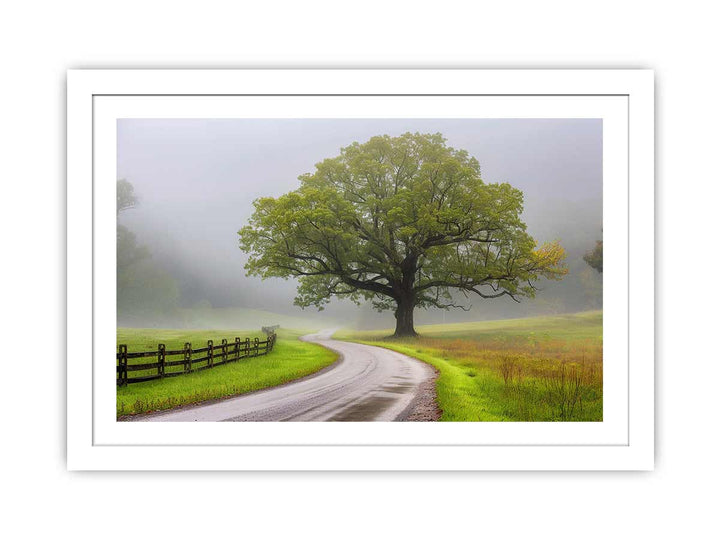 Foggy Road Art framed Print