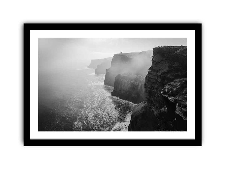 Cliff Black & white framed Print