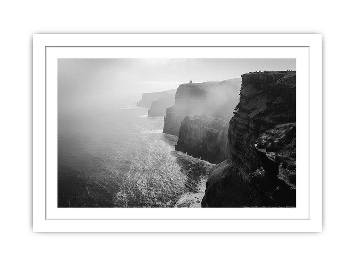 Cliff Black & white framed Print