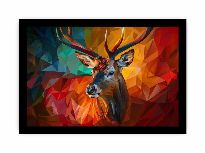 3D Abstract Stag framed Print