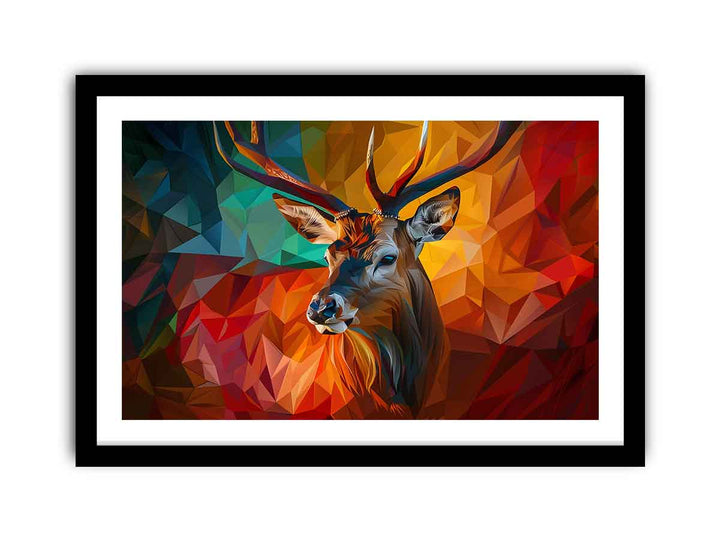 3D Abstract Stag framed Print