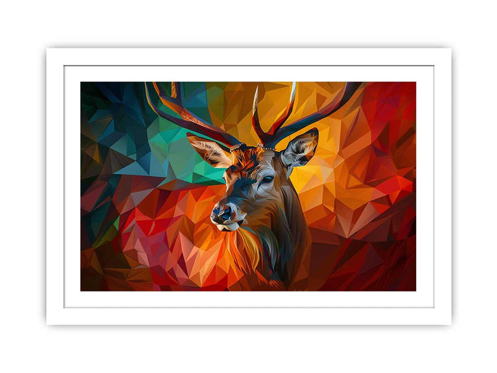 3D Abstract Stag framed Print