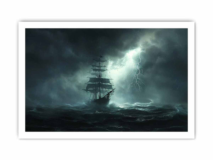 Ship  in Storm Art framed Print