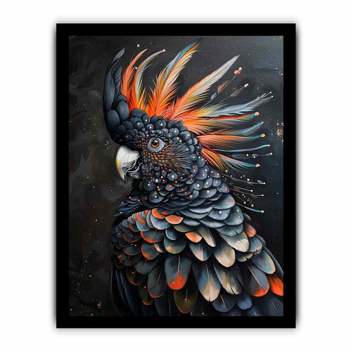 Cockatoo Black Art framed Print