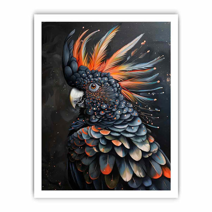 Cockatoo Black Art framed Print