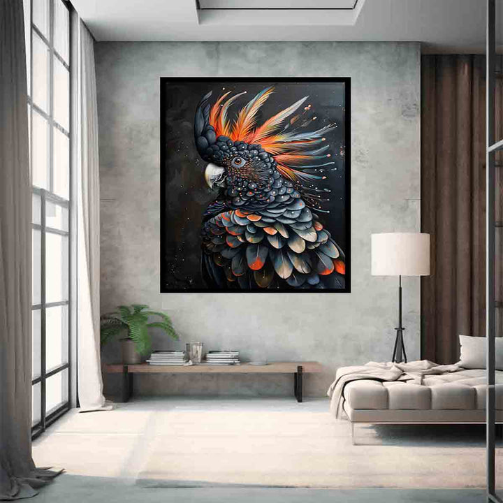 Cockatoo Black Art Print