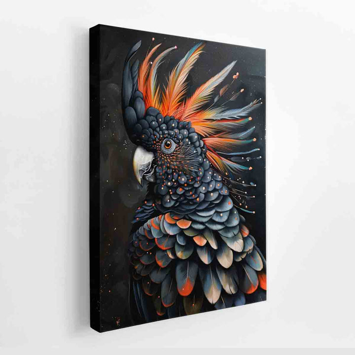 Cockatoo Black Art canvas Print