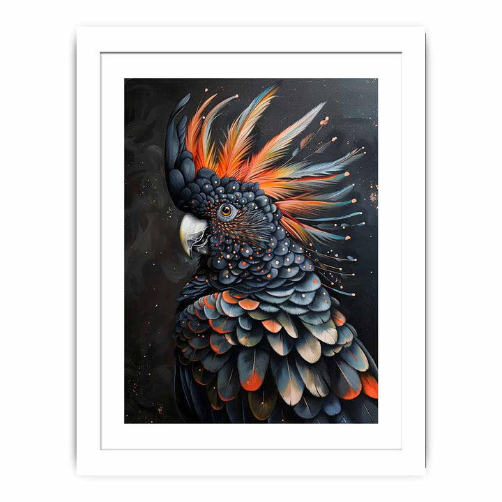 Cockatoo Black Art framed Print