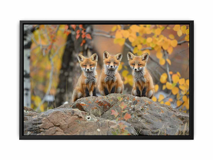 Three Red Fox Art canvas Print