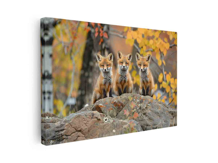 Three Red Fox Art canvas Print