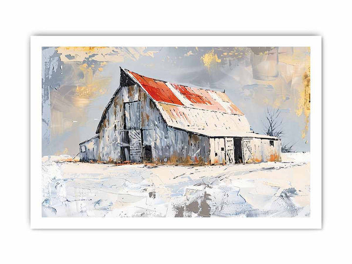 white barn art Art framed Print