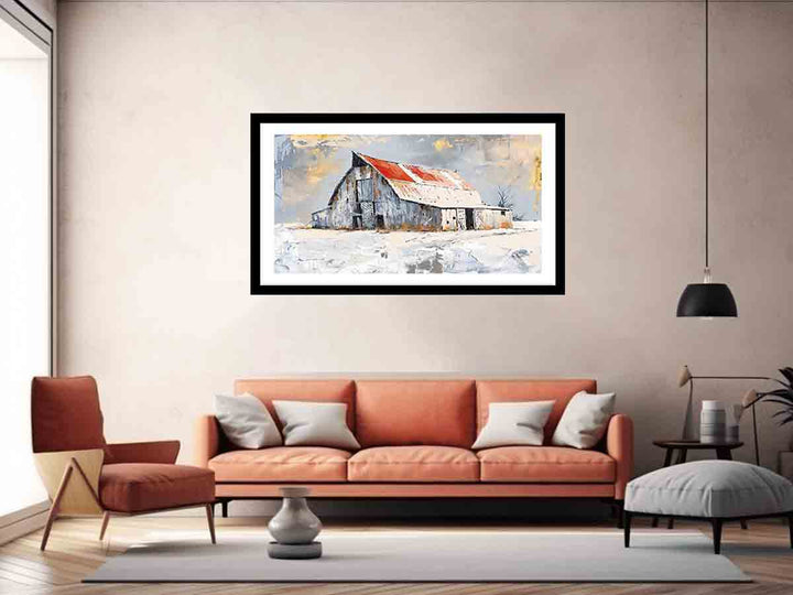 white barn Art Print