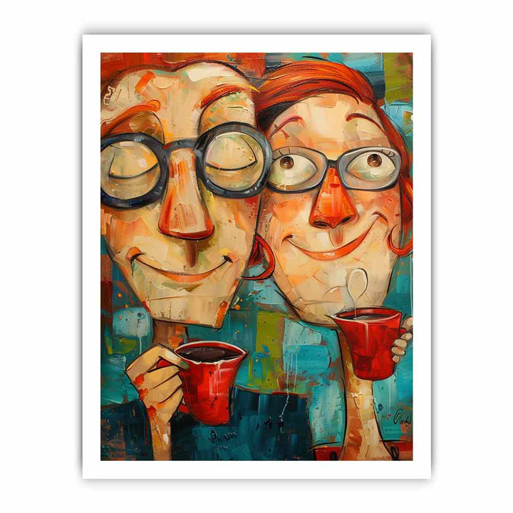 Coffee Friends Art framed Print