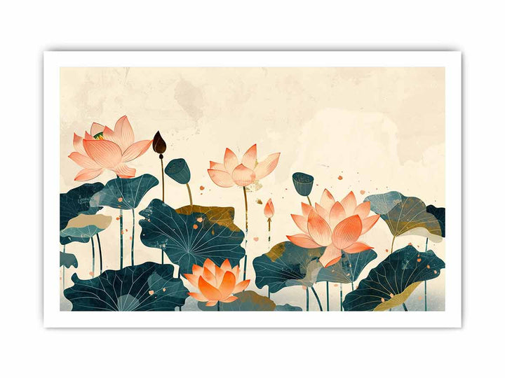 Watercolor lotus Art framed Print