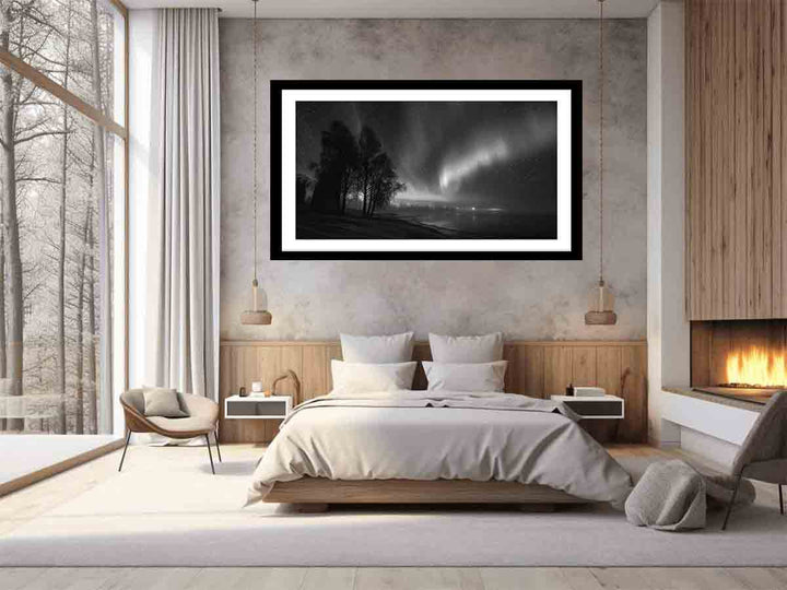 northern lights  balack &  white  Art Print