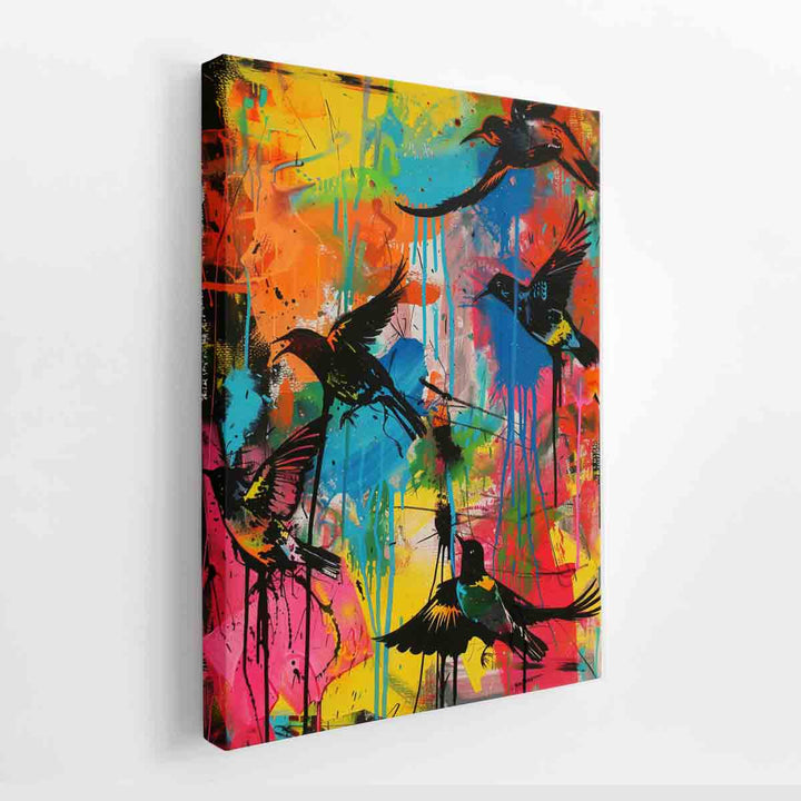 Graffiti Birds Flying canvas Print