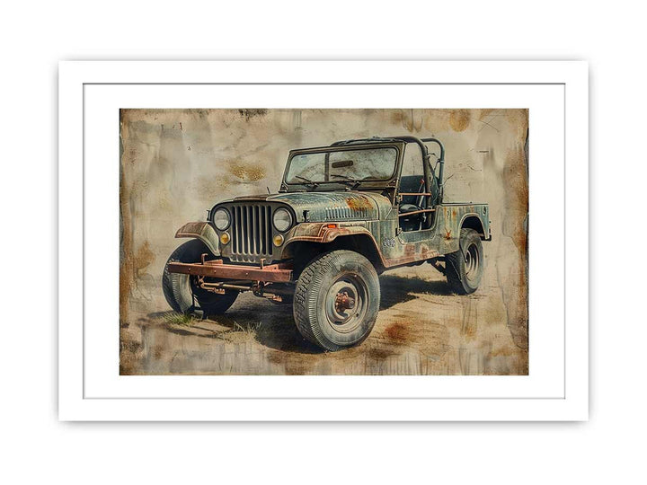 Vinatge Jeep Art framed Print