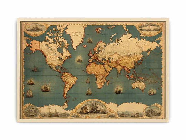 Vintage  World Map 2  Framed Print