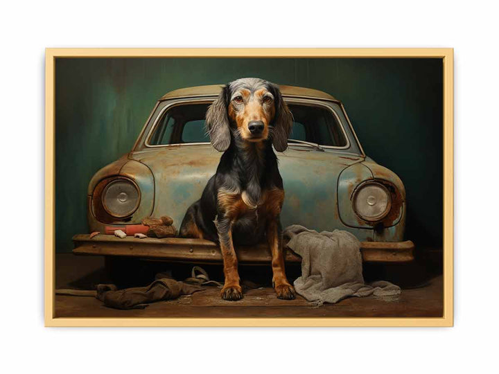 Dog on Car  Poster