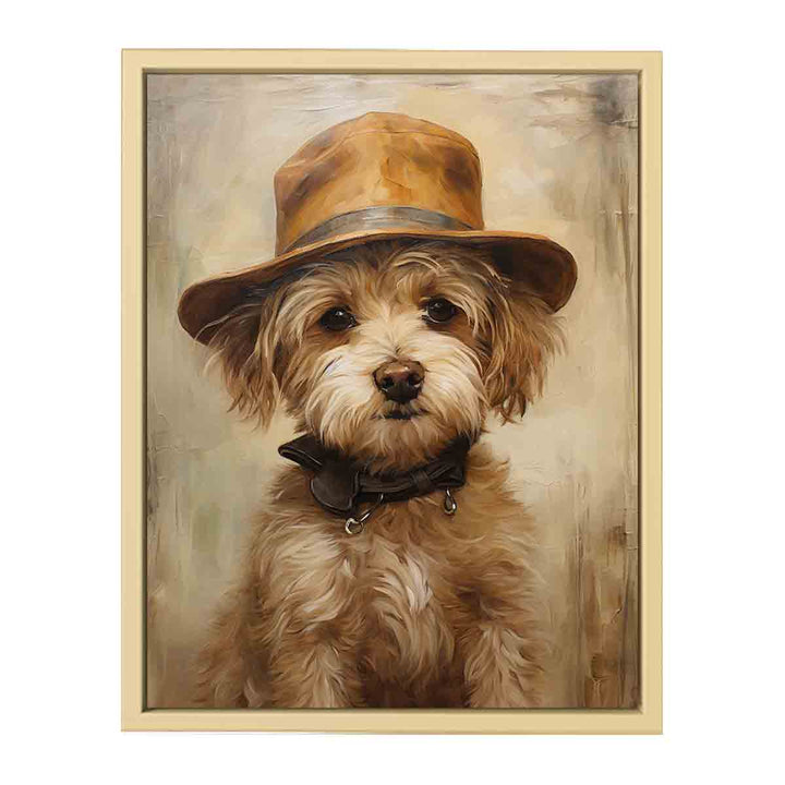 Dog Wearing Hat Art Framed Print